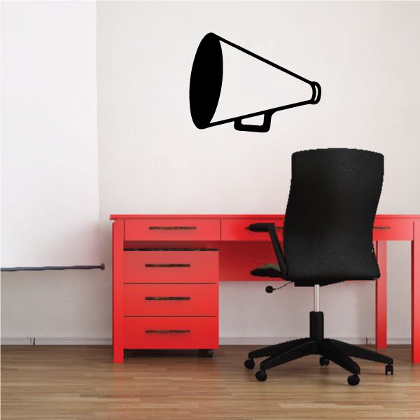 Black megaphone wall decal with horn and small handle