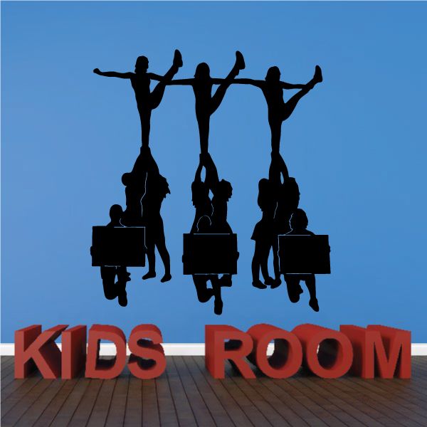 Kids room wall decal: black silhouette with red 'KIDS ROOM' letters