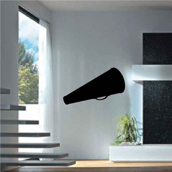 Cheer megaphone vinyl wall decal, black silhouette