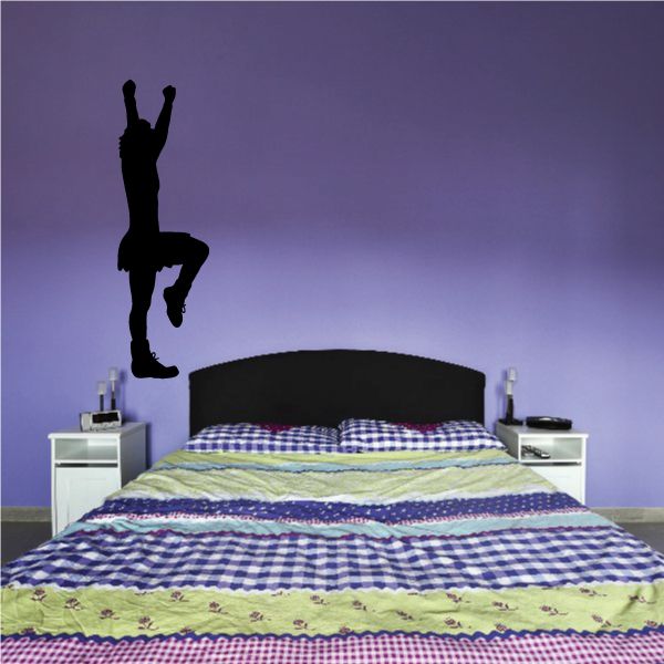 Cheer wall decal vinyl with black cheerleader silhouette holding pom-pom