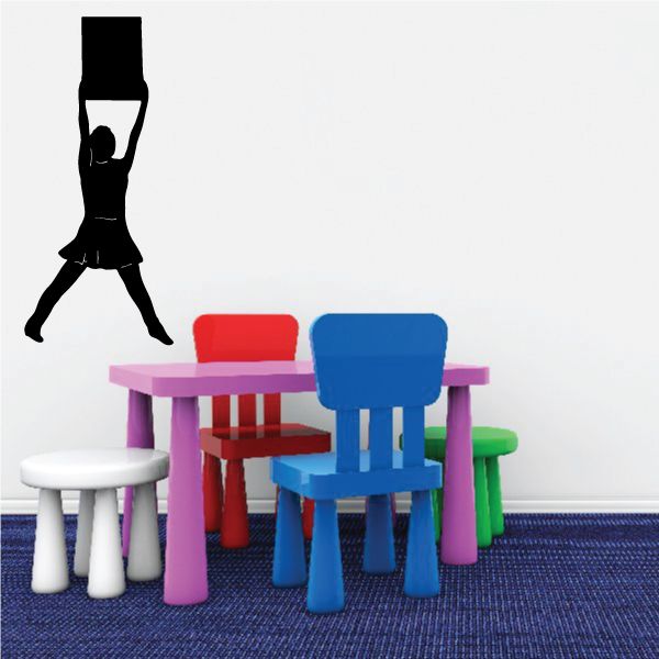 Cheer wall decal with black cheerleader silhouette