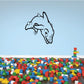 Kids dolphin bubbles decal with black linework and light bubble circles