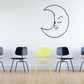 Cheerful moon face wall decal with black line drawing on light surface