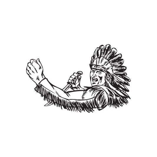 Image of Cheering Native American Warrior Decal