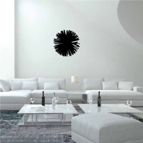 Cheerleading pom-pom wall decal, black circular pom shape, vinyl sticker