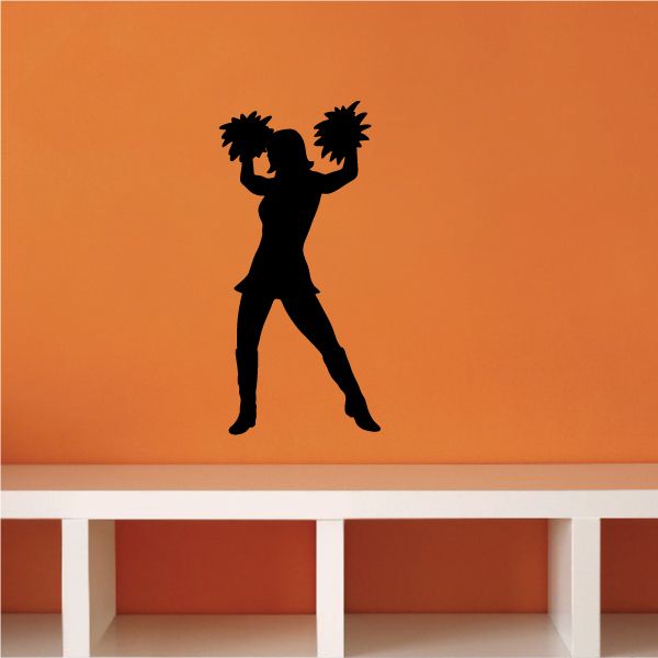 Cheerleader wall decal vinyl silhouette of a cheerleader with pom-poms