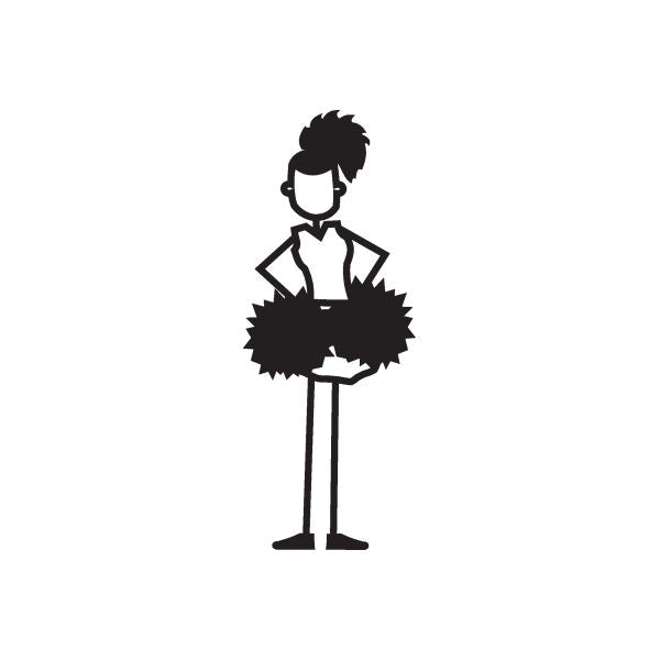 Cheerleader girl silhouette decal holding pom-poms