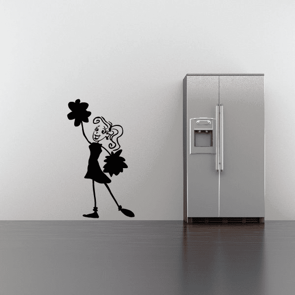 Cheerleader girl vinyl wall decal sticker silhouette with heart and megaphone