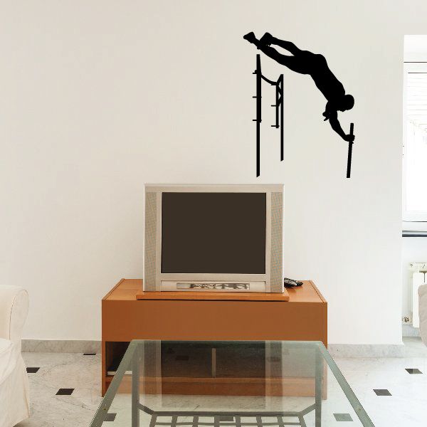 Black cheerleader wall vinyl decal holding megaphone