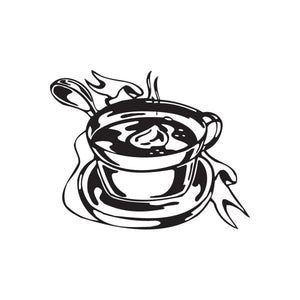 Cheese fondue pot decal, black and white graphic