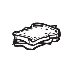 Cheese sandwich decal with melted cheese and black outline