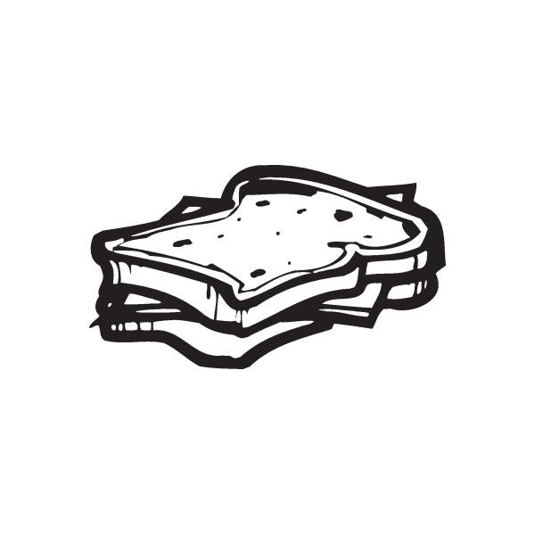 Cheese sandwich decal with melted cheese and black outline