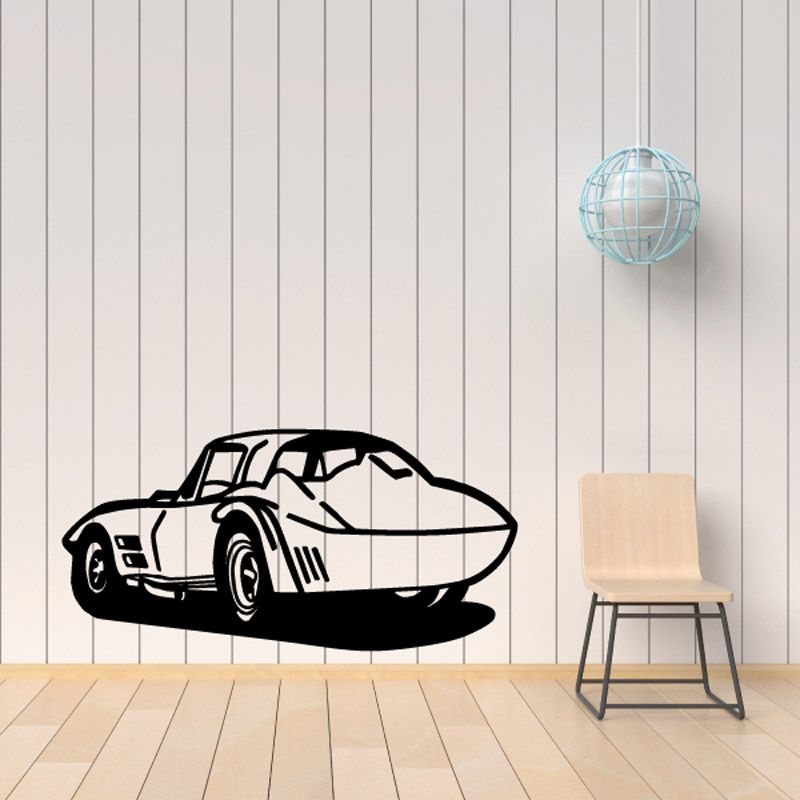 Black Corvette car decal sticker, detailed sports car silhouette
