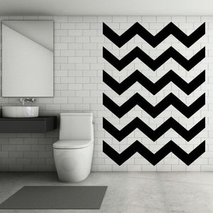 Chevron wall pattern vinyl decal with black zigzag stripes