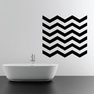 Chevron wall decal with stacked black zigzag stripes for walls or bathrooms