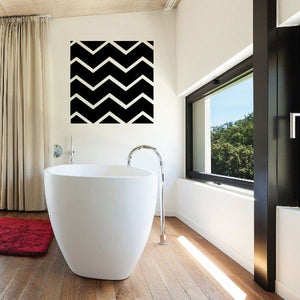 Chevron wall decal with black and white zigzag pattern, vinyl sticker in square layout