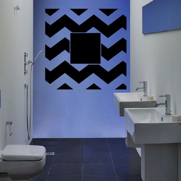 Black chevron wall decal with zigzag pattern and centered square cutout