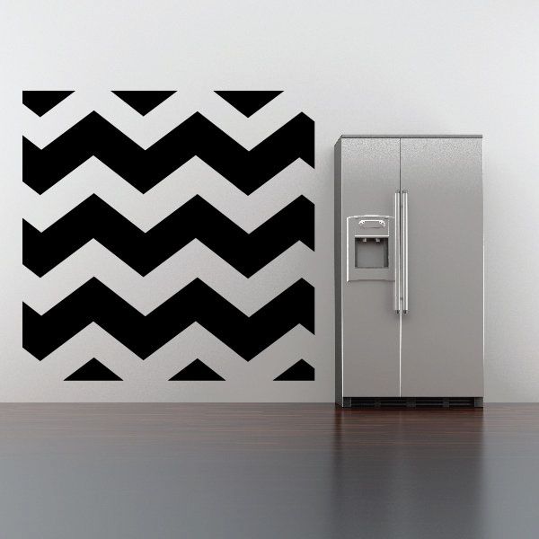Chevron wall decal with repeating black V pattern, vinyl adhesive design