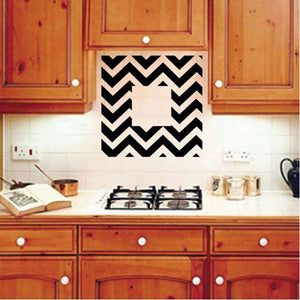 Chevron wall decal with black and white zigzag pattern square