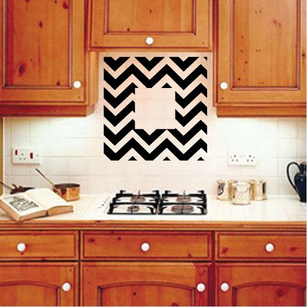 Chevron wall decal with black and white zigzag pattern square