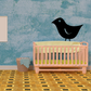 Black bird wall decal with small chick-style outline and beak