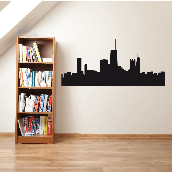 Black Chicago skyline wall decal silhouette