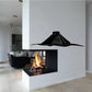 Aztec pyramid wall decal in black with stepped temple shape above a fireplace