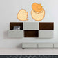 Die-cut chick hatching from egg decal: yellow chick emerging from cracked egg