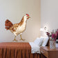 Chicken hen wall sticker, standing illustrated hen with brown and white feathers.