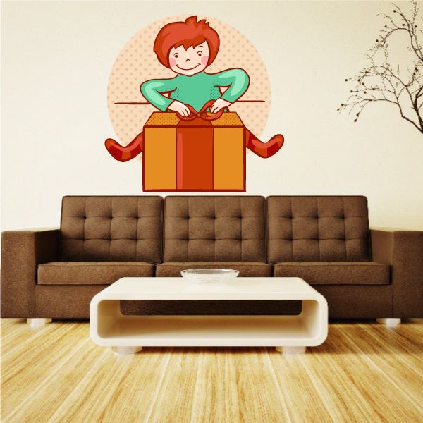 Image of Child Opening Present Sticker