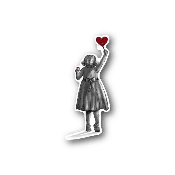 Image of Child with Heart Balloon Sticker