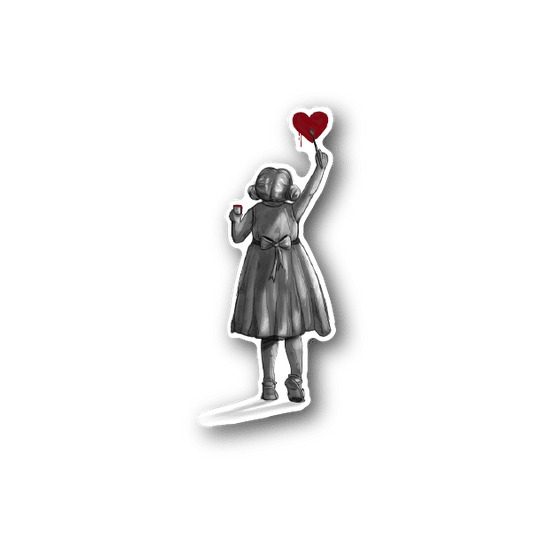 Image of Child with Heart Balloon Sticker