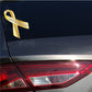 Yellow awareness ribbon vinyl sticker with handwritten-style text