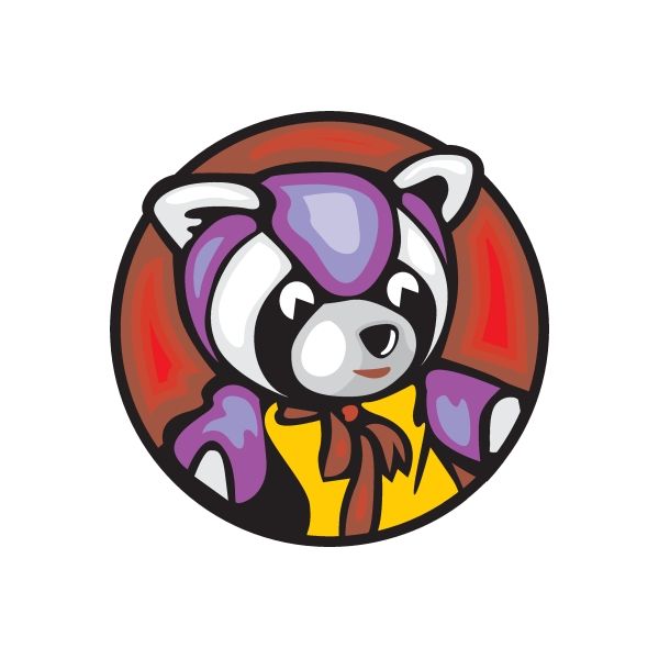 Cartoon animal car wall decal sticker, round die-cut design with panda raccoon face