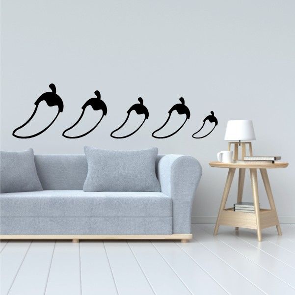 Chili pepper family decal set with five black pepper outlines