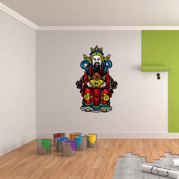 Image of Chinese Colored Emperor Holding Flowers Sticker