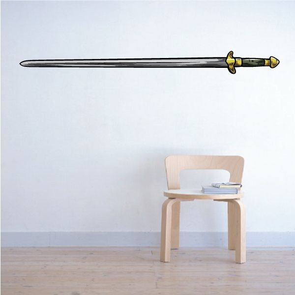 Chinese jian sword sticker with long blade and gold-black hilt