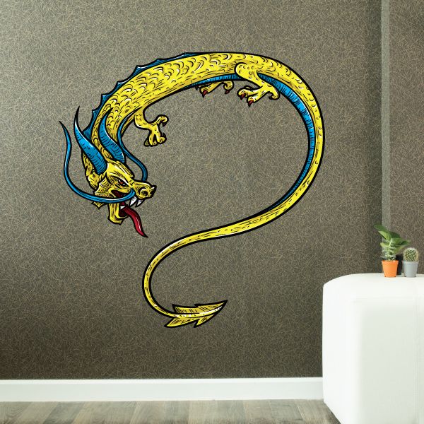 Image of Chinese Colored Yellow Dragon Sticker