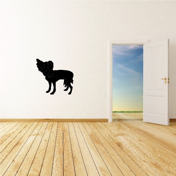 Chinese Crested dog decal, black silhouette of a standing dog on a wall