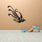Chinese peacock decal with black ornamental feather swirl design