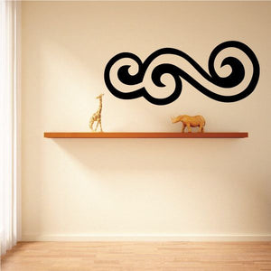 Zodiac swirl wall decal, black ornamental curl design