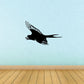 Chirping swallow wall decal, black bird silhouette in flight