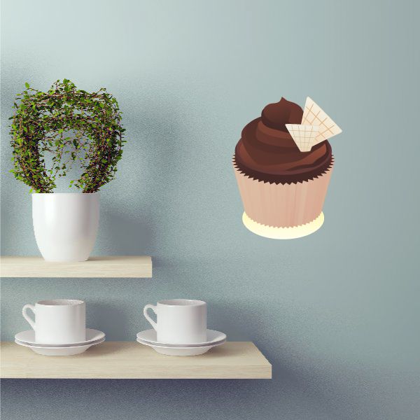 Chocolate cupcake sticker with dark frosting and waffle cone detail