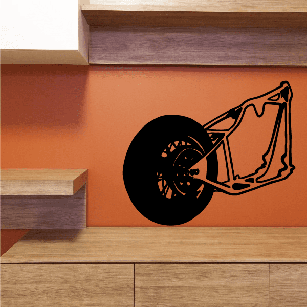 Chopper rear end decal with black wheel and fork line art