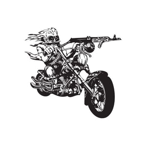 Motorcycle wall decal sticker with black chopper rider and engine detail