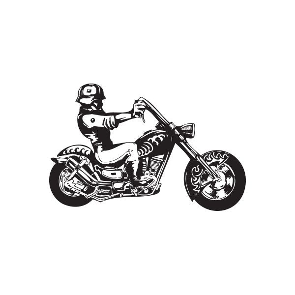 Chopper wall decal featuring a black motorcycle rider on a chopper