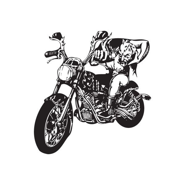 Chopper motorcycle wall decal with rider and detailed black graphics