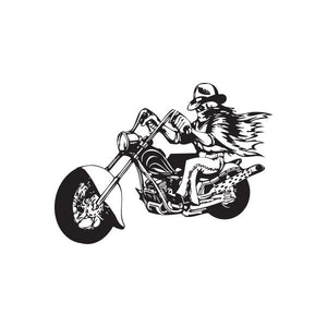 Black-and-white chopper motorcycle rider vinyl wall decal