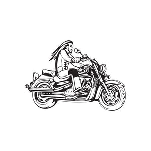 Chopper wall decal, black-and-white line art of a motorcycle with rider