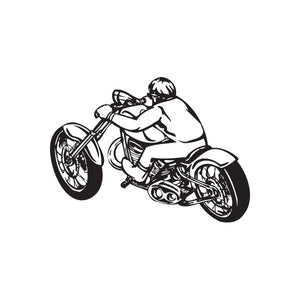 Black chopper motorcycle wall decal with rider, vinyl sticker, DC 058